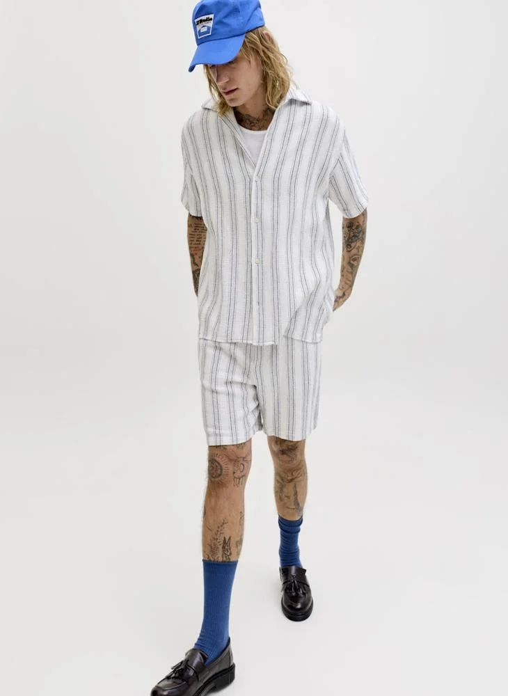JACK & JONES Cloud Dancer Detail:Stripes Casual Stripe Jogger Shorts for Men | Best Price UAE